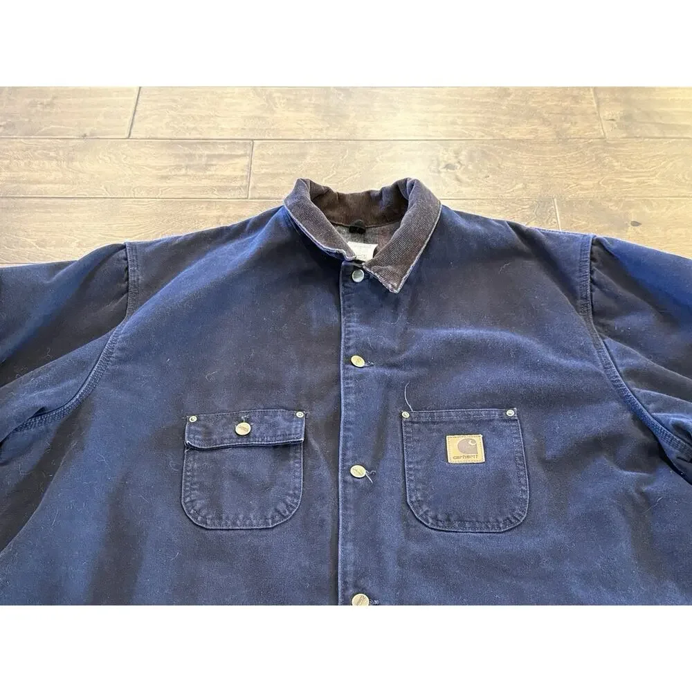 Vintage Carhartt Mens Blue Blanket Lined Canvas WorkWear Jacket Size 3XL C02 MDT - Picture 4 of 8